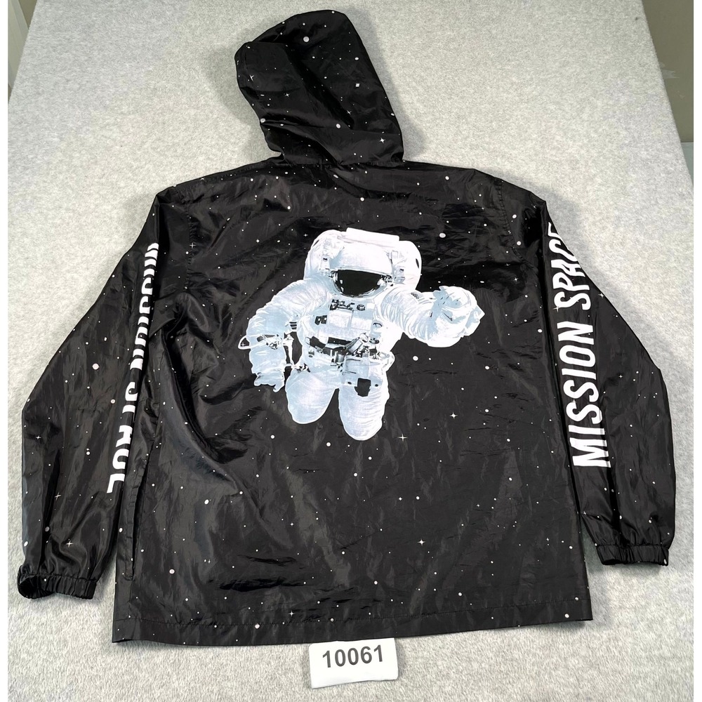 Hyper Space NASA Windbreaker Jacket Men's XL Black Mission Space Sleeve Full Zip